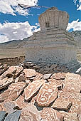 Ladakh - Chorten and cairn of graved stones close to Tso Kar